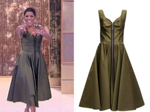 tamron hall, tamron hall show, green zip-front midi dress
