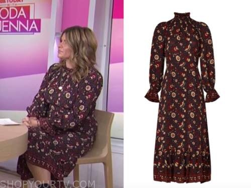 jenna bush hager, purple and red floral midi dress, the today show