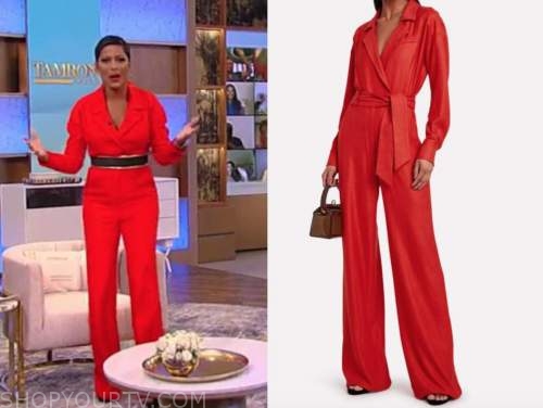 tamron hall show, tamron hall, red utility jumpsuit