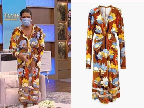 tamron hall, tamron hall show, brown floral draped dress