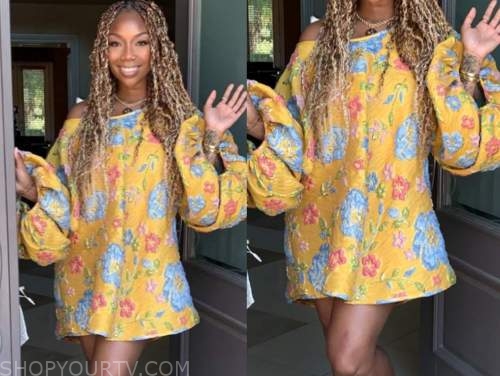 brandy, the wendy williams show, yellow jacquard dress