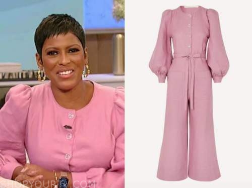 tamron hall, tamron hall show, pink button down jumpsuit