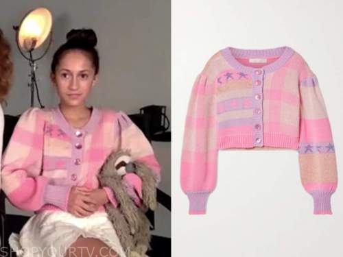 emme muniz, the today show, pink stripe puff sleeve cardigan sweater, jlo's daughter