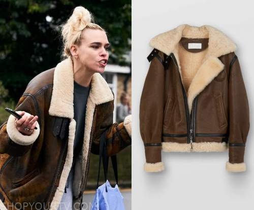 I Hate Suzie: Season 1 Episode 7 Suzie's Brown Sherpa Aviator Jacket ...