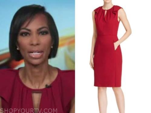 harris faulkner, outnumbered, red keyhole dress