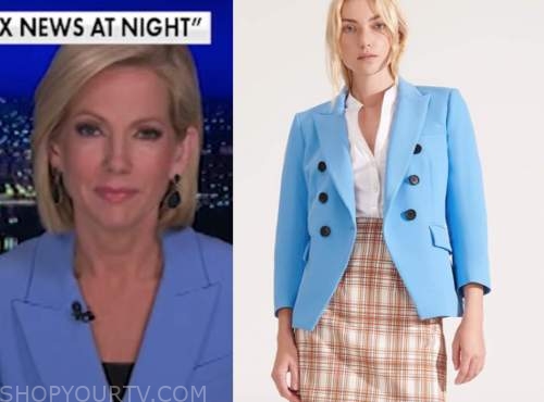 shannon bream, fox news at night, blue double breasted blazer