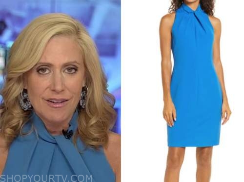 melissa francis, blue twist halter dress, outnumbered