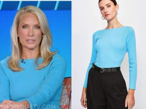 dana perino, the five, turquoise ribbed knit top