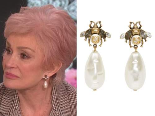 The Talk October 2020 Sharon Osbourne s Bee Pearl Drop Earrings