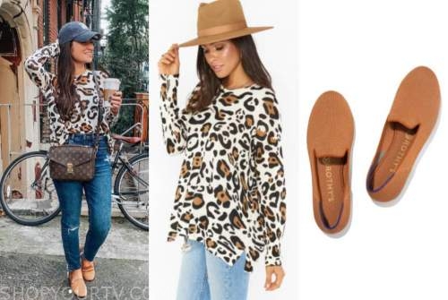 caila quinn, the bachelor, leopard sweater, camel ballet flats