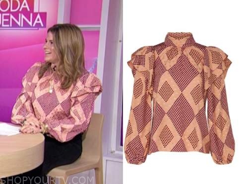 jenna bush hager, the today show, geometric ruffle blouse