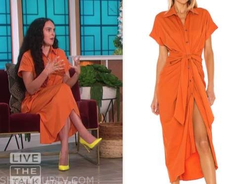 rumer willis, orange shirt dress, the talk