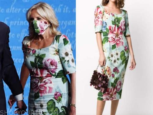 dr. jill biden, presidential debates, blue floral dress