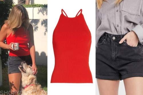 clare crawley, the bachelorette, red top, black denim shorts