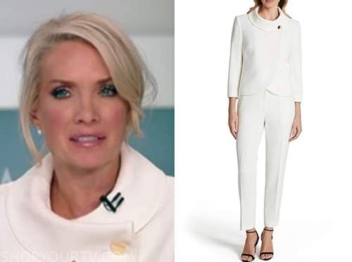 dana perino, white wrap jacket and pant suit, fox news, election coverage