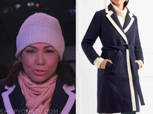 stephanie ramos, navy blue contrast trim coat, abc news, election coverage