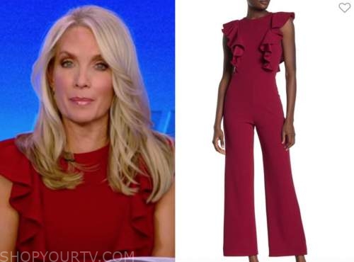 dana perino, burgundy red ruffle jumpsuit, the five, the daily briefing