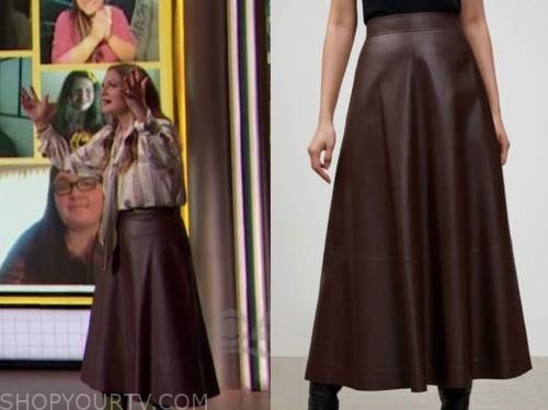 maroon leather midi skirt