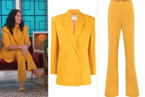 rumer willis, the talk, yellow pant suit