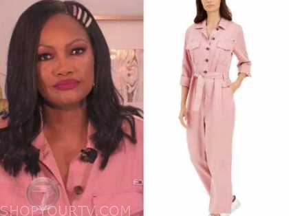 The Real: November 2020 Garcelle Beauvais's Pink Button Down Jumpsuit ...