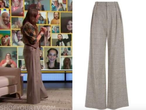drew barrymore, drew barrymore show, plaid wool wide leg pants