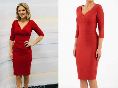 charlotte hawkins, good morning britain, red pencil dress