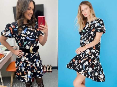 laura tobin, black floral mini dress, good morning britain