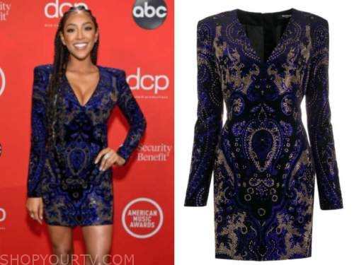 tayshia adams, the american music awards, embellished rhinestone dress