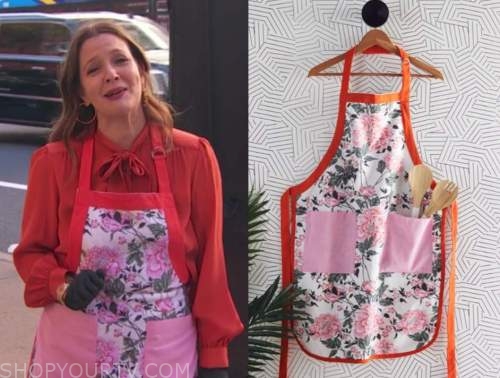 drew barrymore, drew barrymore show, floral apron