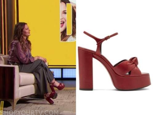 drew barrymore, drew barrymore show, red platform sandals