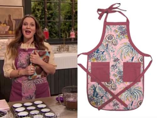 drew barrymore, drew barrymore show, pink floral apron