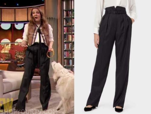 drew barrymore, drew barrymore show, black striped pants