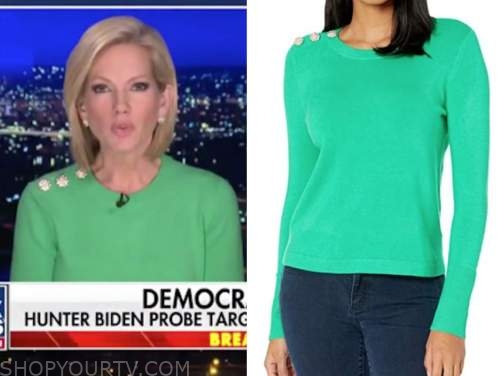 shannon bream, fox news at night, green sweater