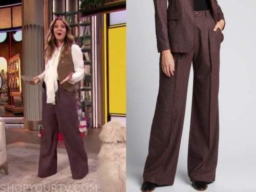 drew barrymore, drew barrymore show, purple wool pants
