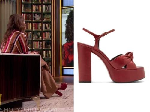 drew barrymore show, drew barrymore, red knot platform sandals