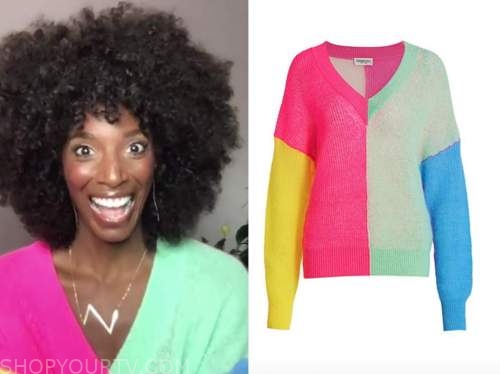 Zainab Johnson, colorblock sweater, drew barrymore show