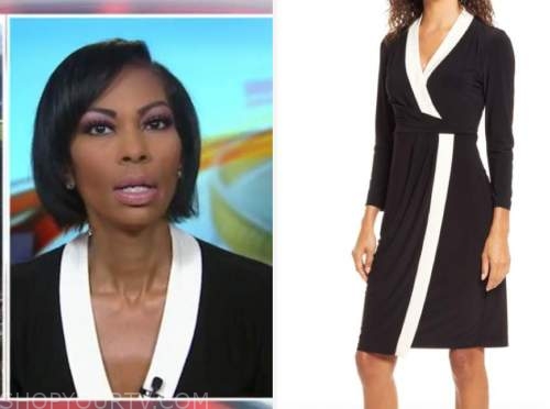 harris faulkner, black and white contrast trim dress, outnumbered