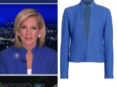 shannon bream, fox news at night, blue textured jacket