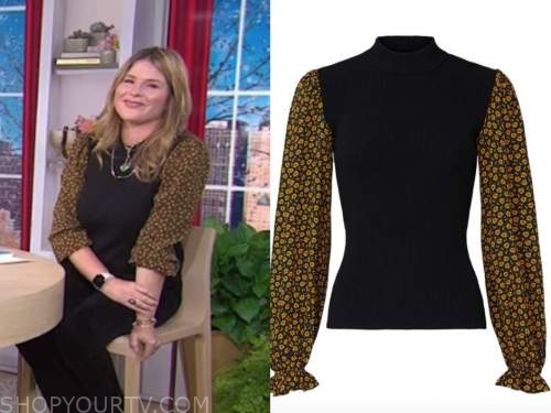 jenna bush hager, the today show, floral contrast sleeve sweater