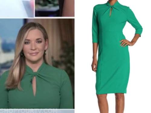 katie pavlich, outnumbered, green twist sheath dress