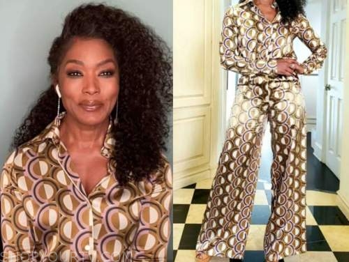 angela bassett, live with kelly and ryan, geometric silk blouse