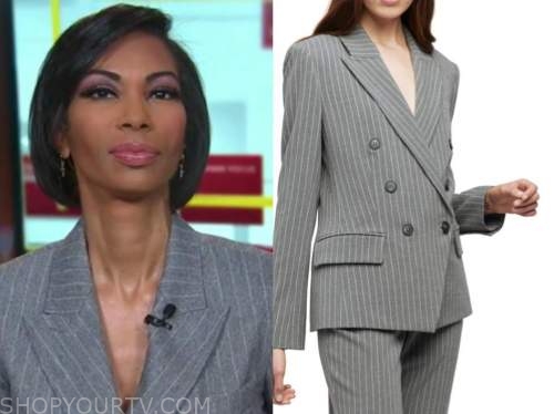 harris faulkner, outnumbered, the faulkner focus, grey pinstripe blazer