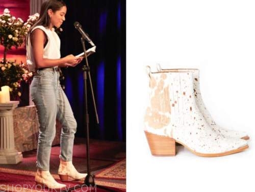 bri springs, cow print booties, the bachelor