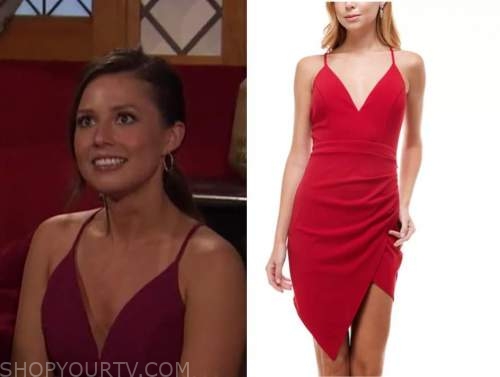 katie thurston, the bachelor, red lace back dress