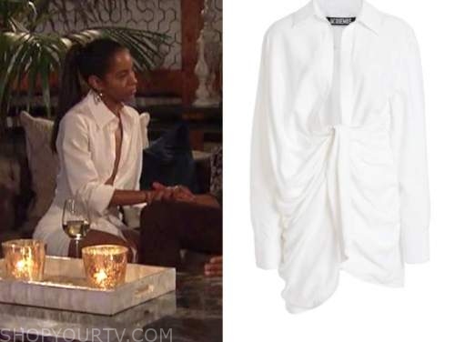 bri springs, white drape shirt dress, the bachelor