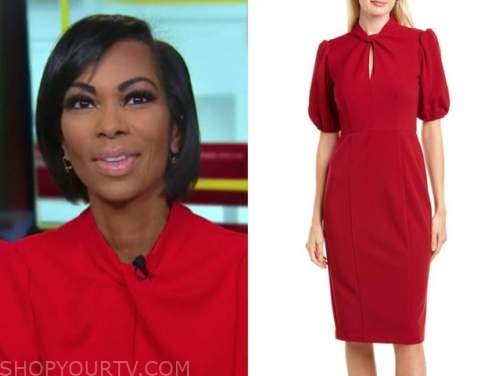 harris faulkner, red twist dress, outnumbered