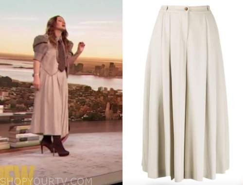drew barrymore, drew barrymore show, beige culottes