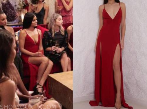 mari pepin, the bachelor, red maxi dress