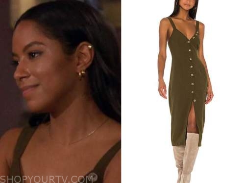 bri springs, the bachelor, green ribbed knit midi dress