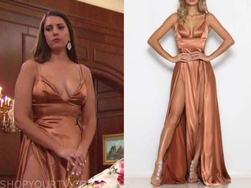 the bachelor, victoria larson, gold satin dress